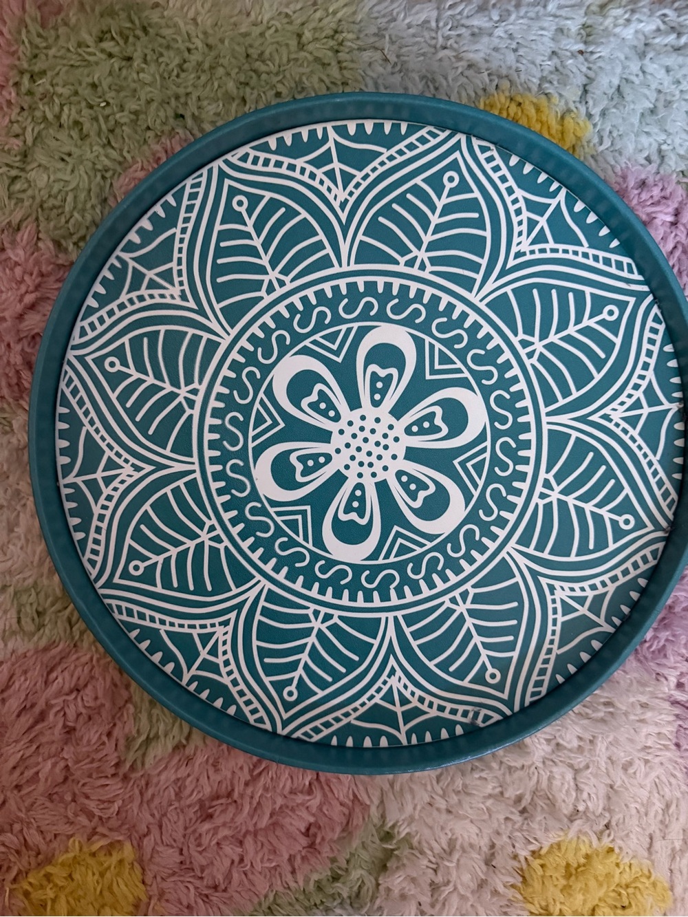 Source Unknown Teal and White Mandala Wall Decor